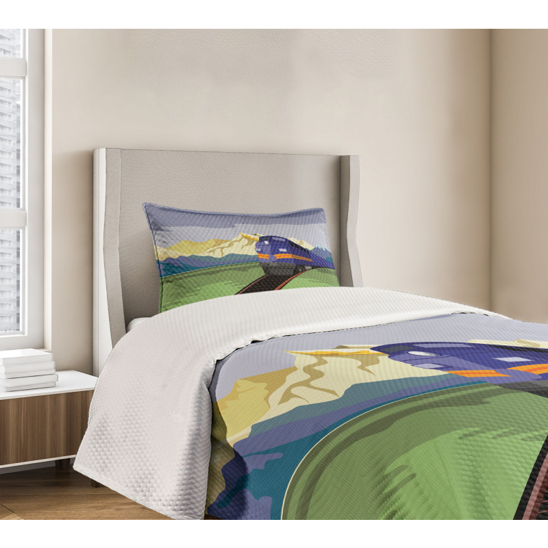 Rural Country Train Design Bedspread Set