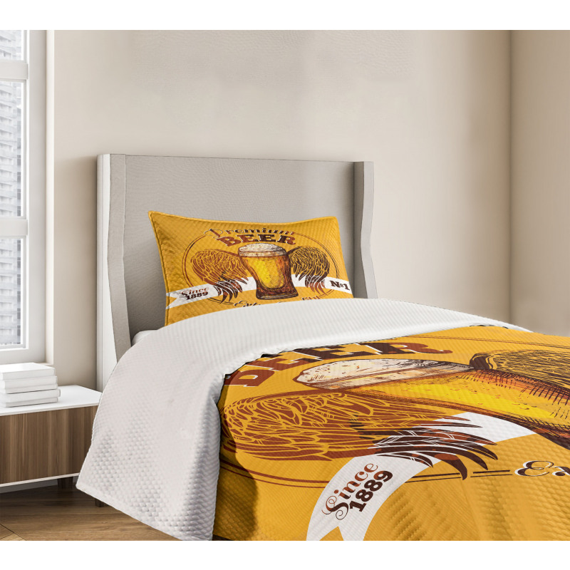 Premium Beer Grunge Graphic Bedspread Set