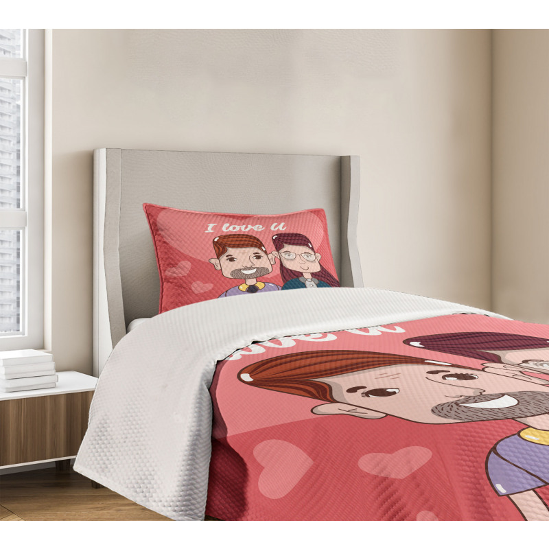 Cartoon Style Valentine's Day Bedspread Set