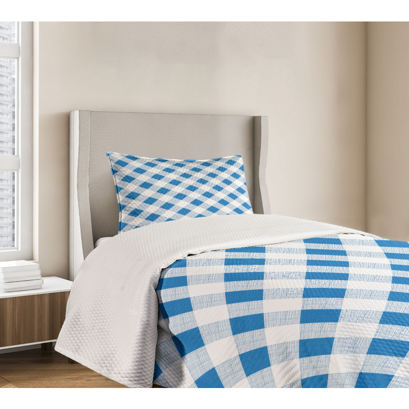 Checkered Plaid Grid Bedspread Set