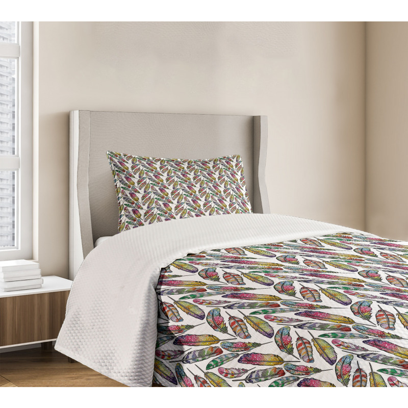 Abstract Bohemian Feathers Bedspread Set