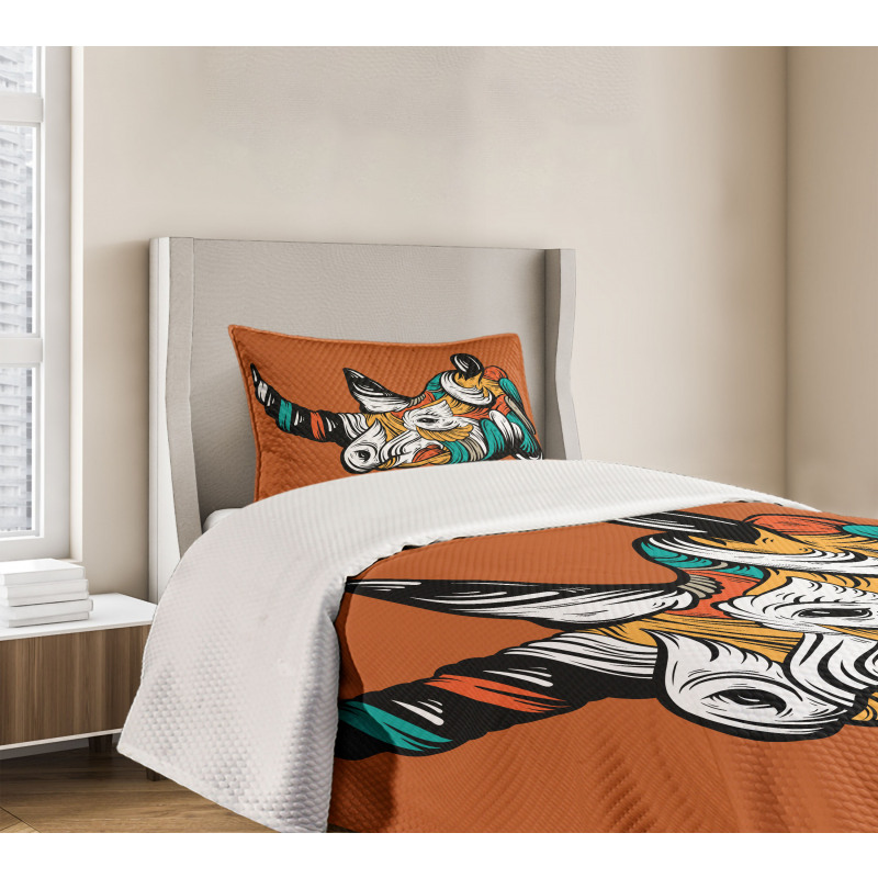 Colorful Animal Portrait Boho Bedspread Set