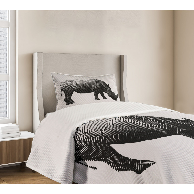 Polygonal Animal Line Art Bedspread Set