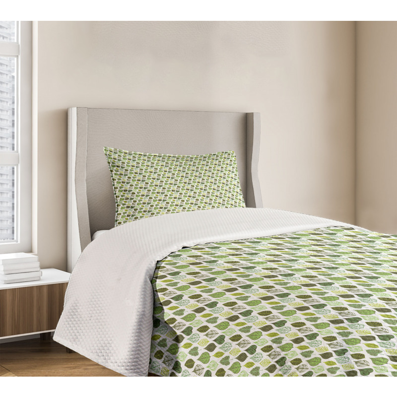 Greenery Foliage Details Bedspread Set