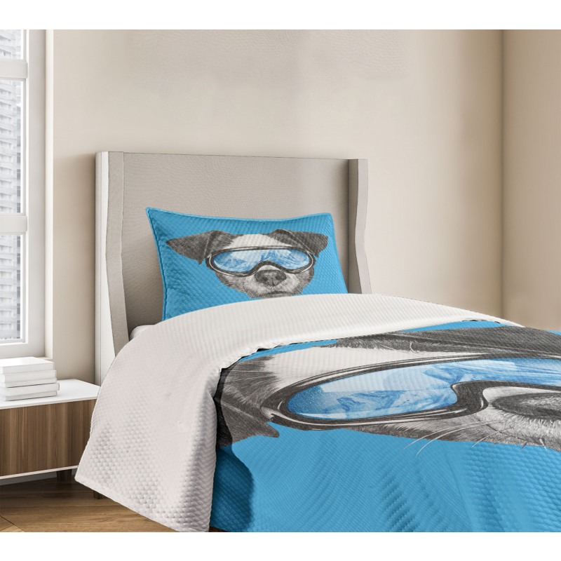 Skiing Cool Doggie Bedspread Set