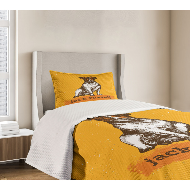 Grunge Puppy Design Bedspread Set