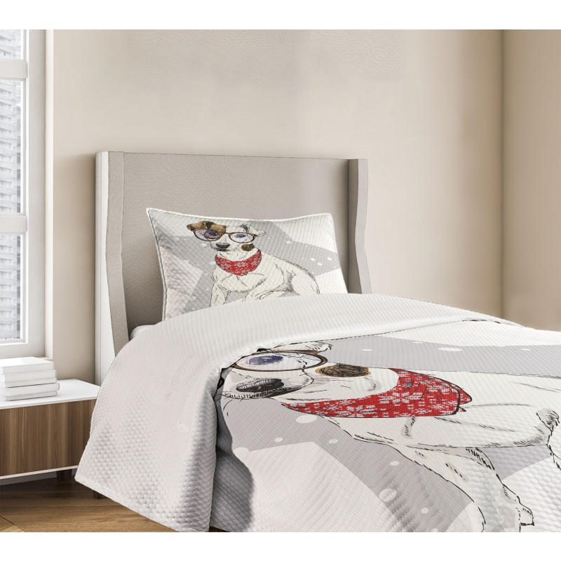 Sketch Style Terrier Bedspread Set