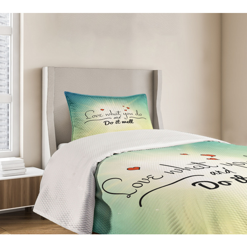 Hearts and Powerful Message Bedspread Set