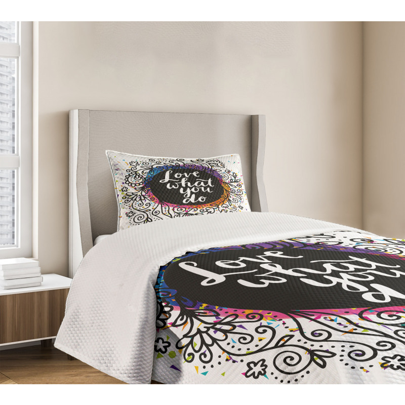 Inspirational Flowers Dots Bedspread Set