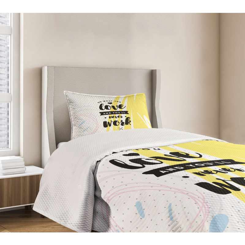 Retro Memphis Pattern Phrase Bedspread Set