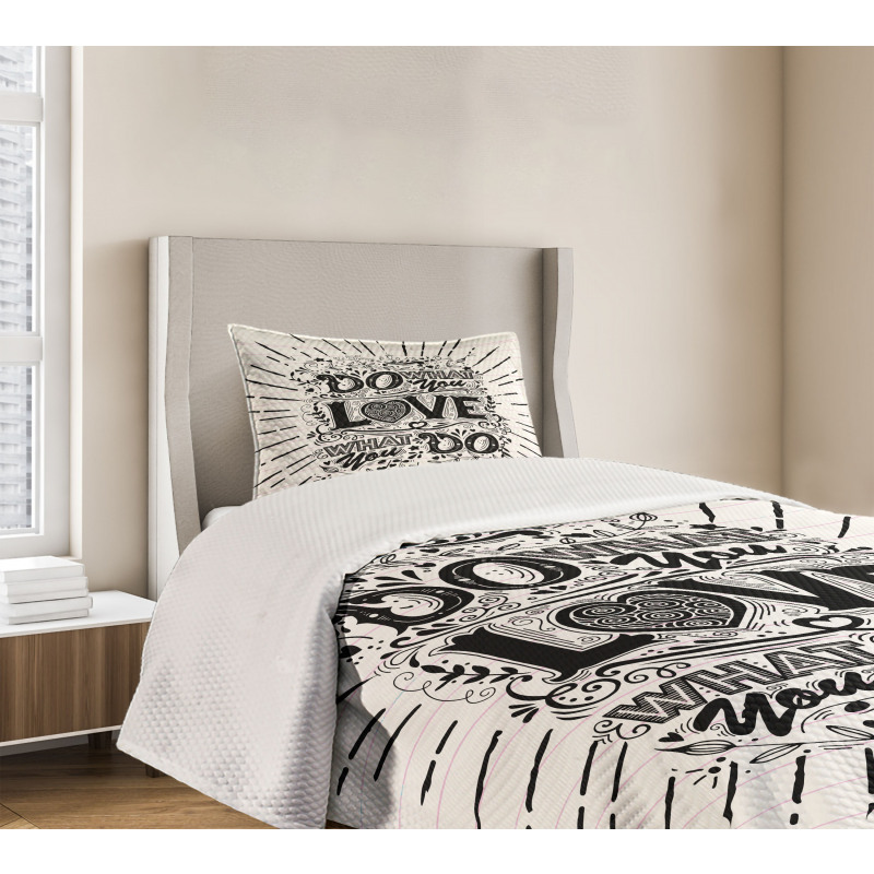 Hand-lettering and Swirls Bedspread Set