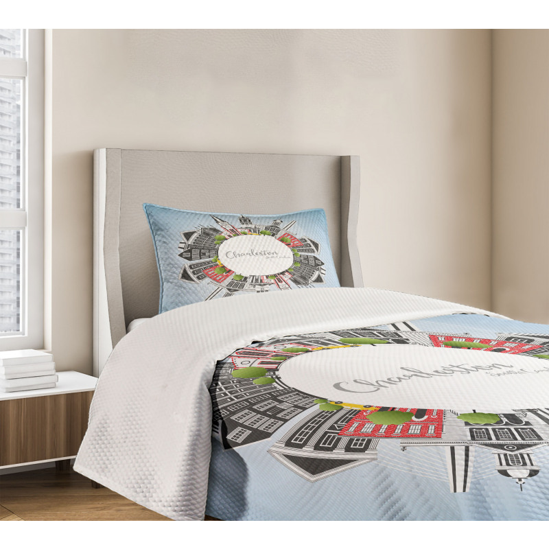 Buildings on a Globe Bedspread Set