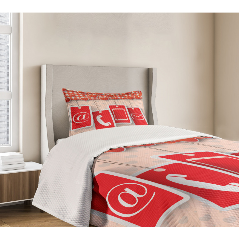 Phone and Hearts Bedspread Set