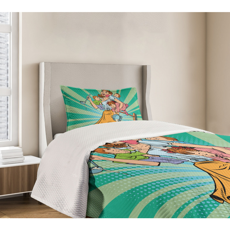 House Chores Kids Pop Art Bedspread Set