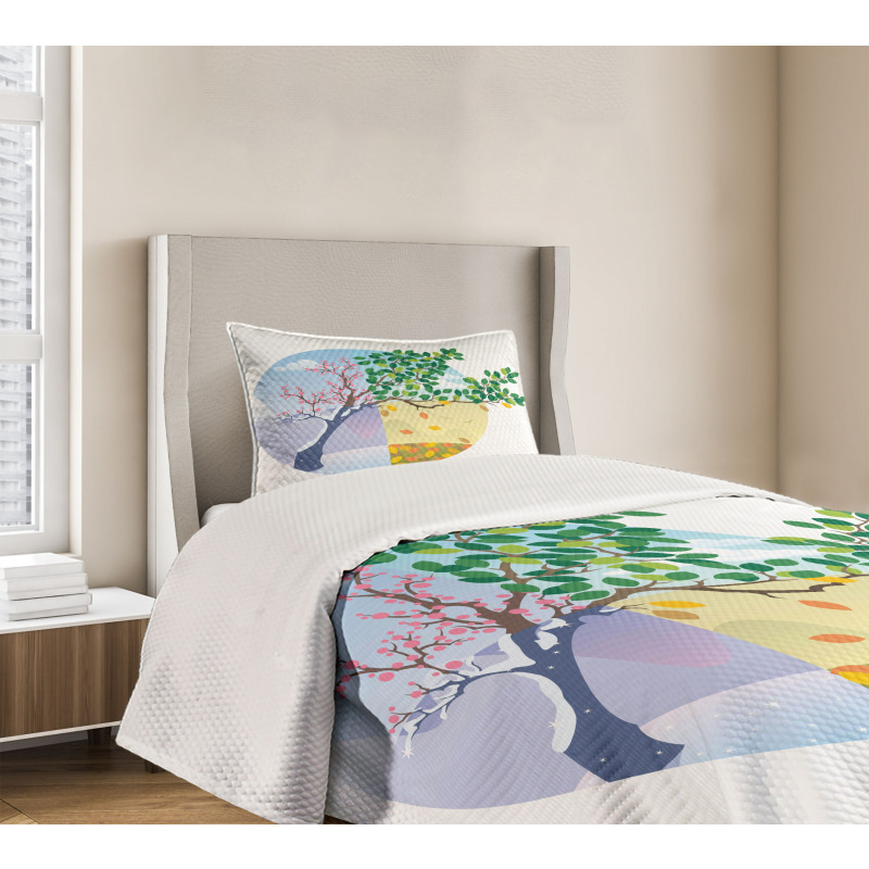 Cartoon Cycle of the Seasons Bedspread Set