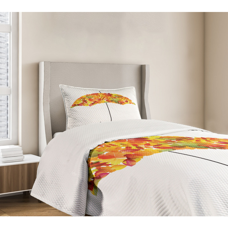 Abstract Umbrella Fall Leaves Bedspread Set