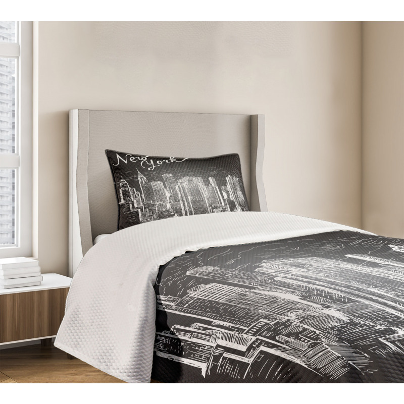 New York Manhattan Skyscrapers Bedspread Set