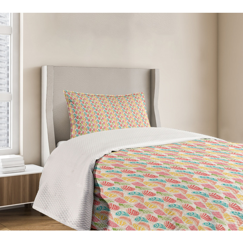 Abstract Colorful Feathers Bedspread Set