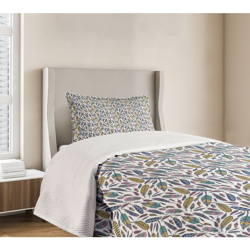 Vivid Feathers Doodle Hippie Bedspread Set