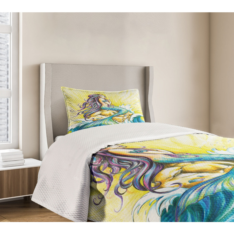 Fantasy Woman on Rock Bedspread Set