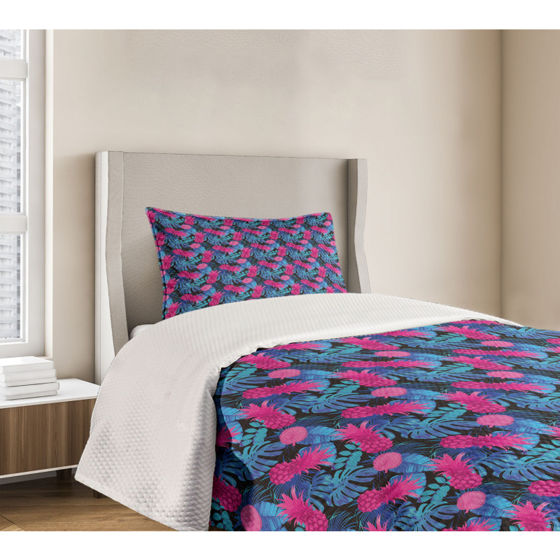 Tropic Leaves and Fruits Art Bedspread Set