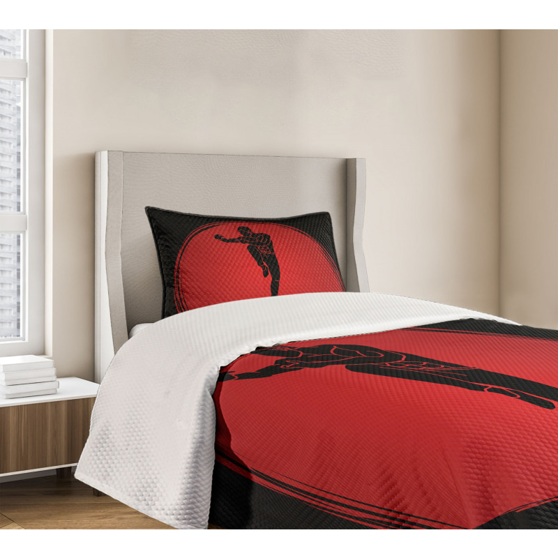 Man Silhouette Pose Round Bedspread Set