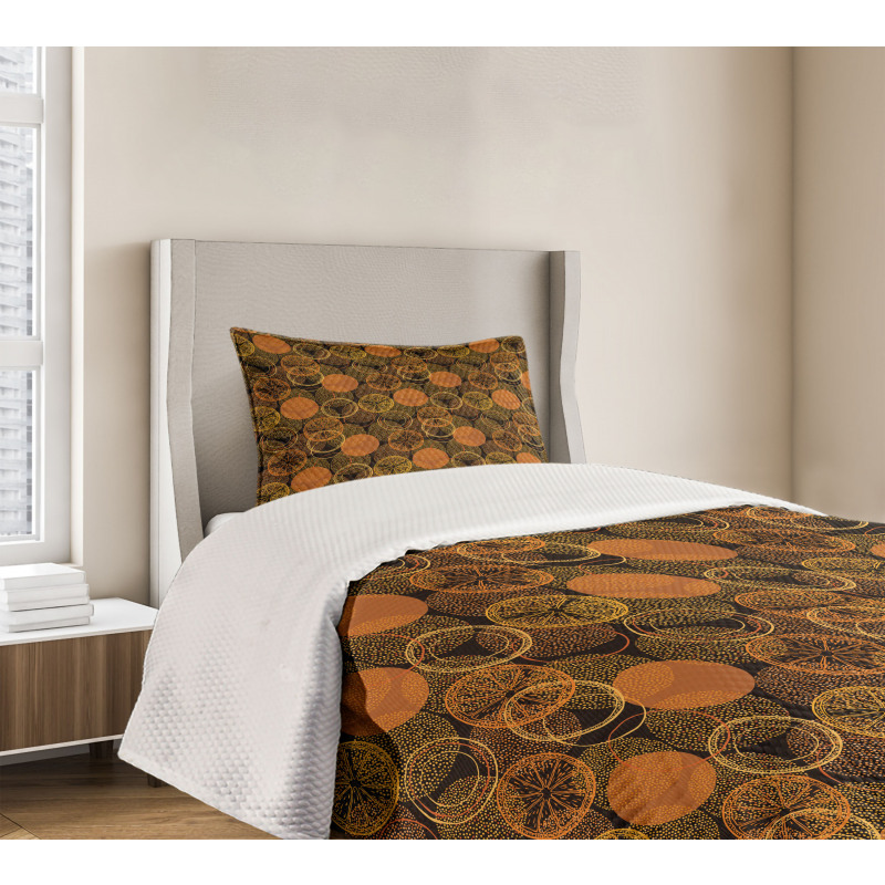 Dotwork Rounds and Citrus Bedspread Set