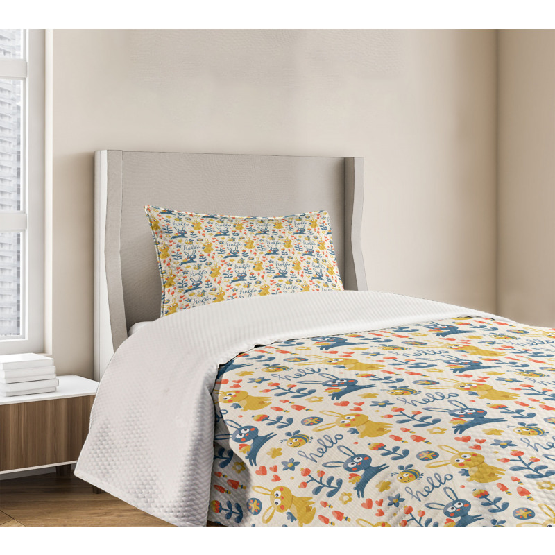 Bunny and Bee Hello Bedspread Set