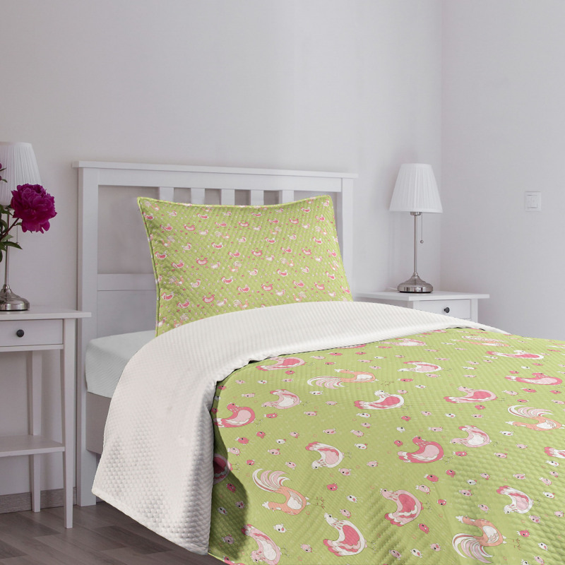 Chicken and Rooster Bedspread Set