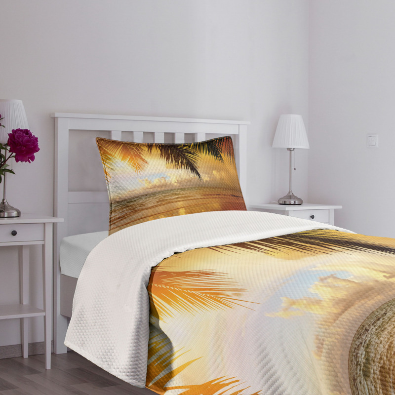 Sunset Caribbean Palms Bedspread Set