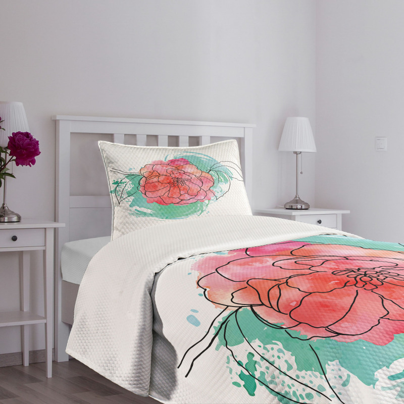 Camellia Grunge Art Bedspread Set