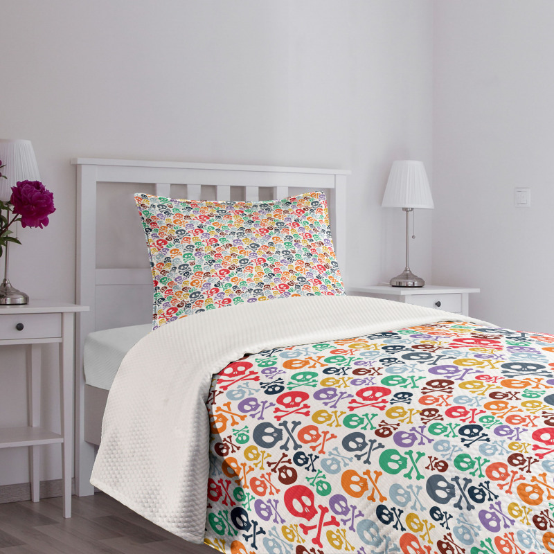 Halloween Theme Skull Bedspread Set