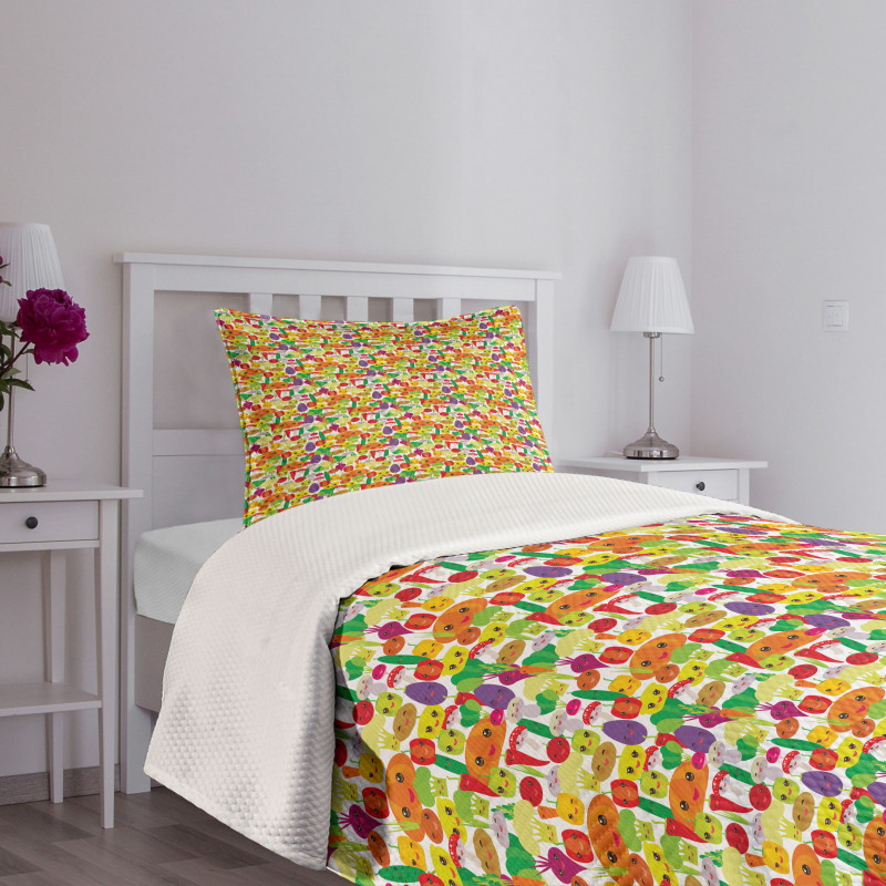 Smile Kawaii Foods Bedspread Set