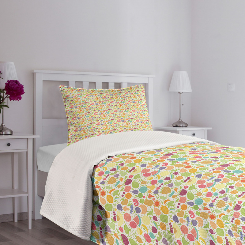 Cartoonish Foods Bedspread Set