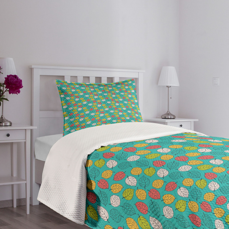 Colorful Abstract Leaves Art Bedspread Set