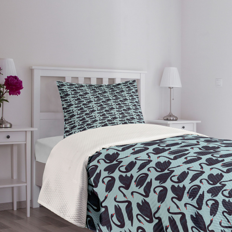 Long Necked Aquatic Bird Bedspread Set