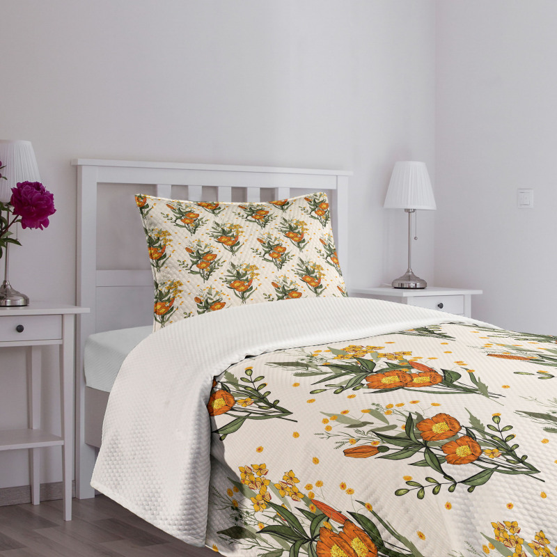 Vintage California Poppy Bedspread Set