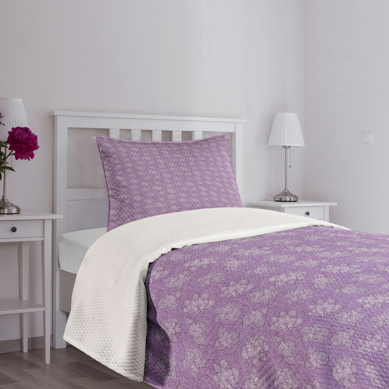 Pastel Zentangle Flowers Art Bedspread Set