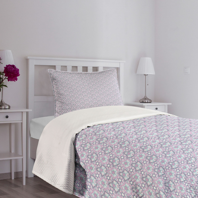 Pastel Tones Floral Motif Bedspread Set