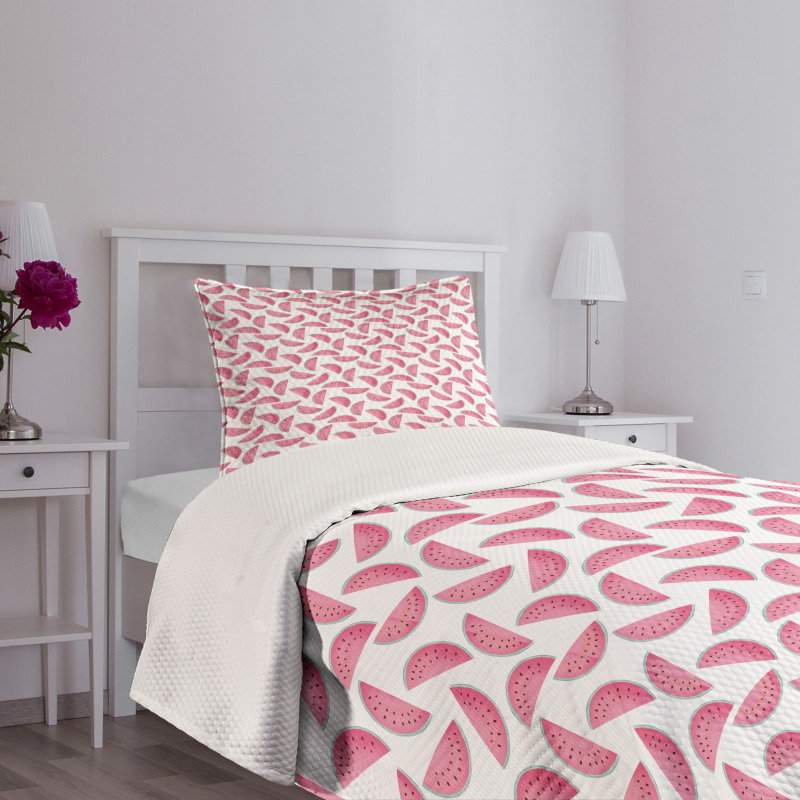 Watermelon Slices Pastel Tone Bedspread Set