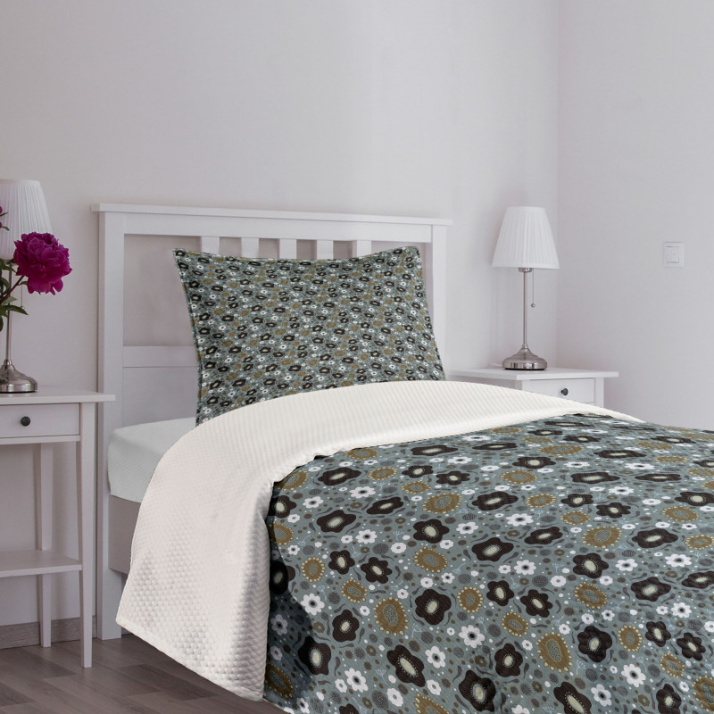 Retro Botanical Elements Bedspread Set