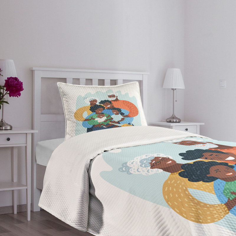 Happy Family Scene Bedspread Set