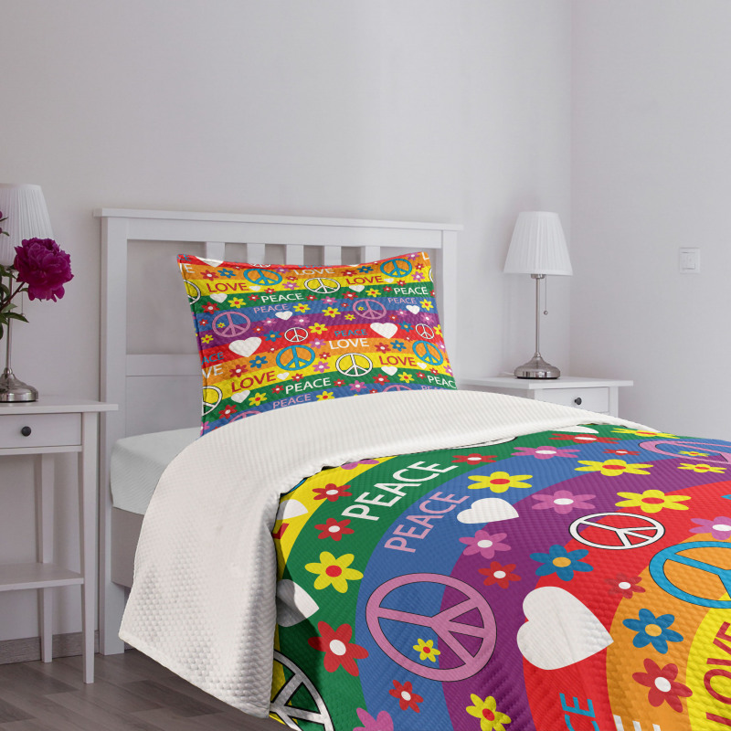 Heart Peace Bedspread Set