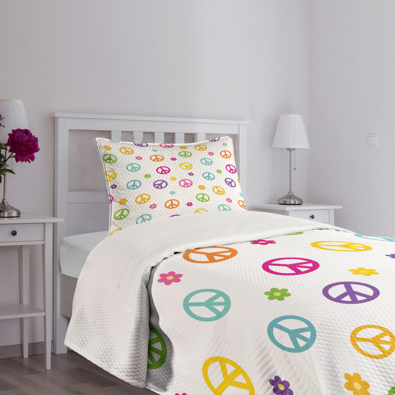 Old Peace Sign Bedspread Set