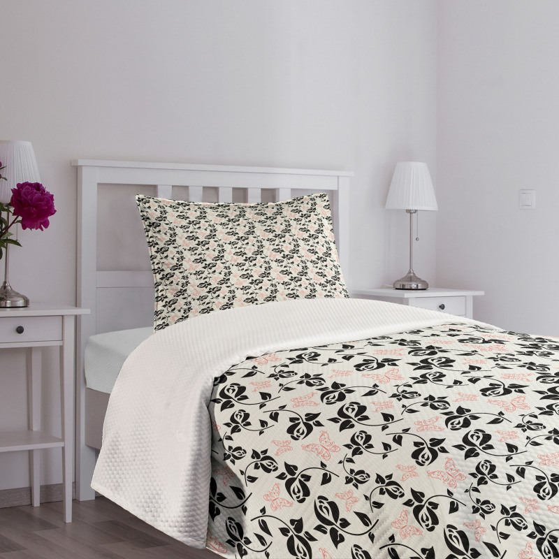 Roses and Butterflies Art Bedspread Set