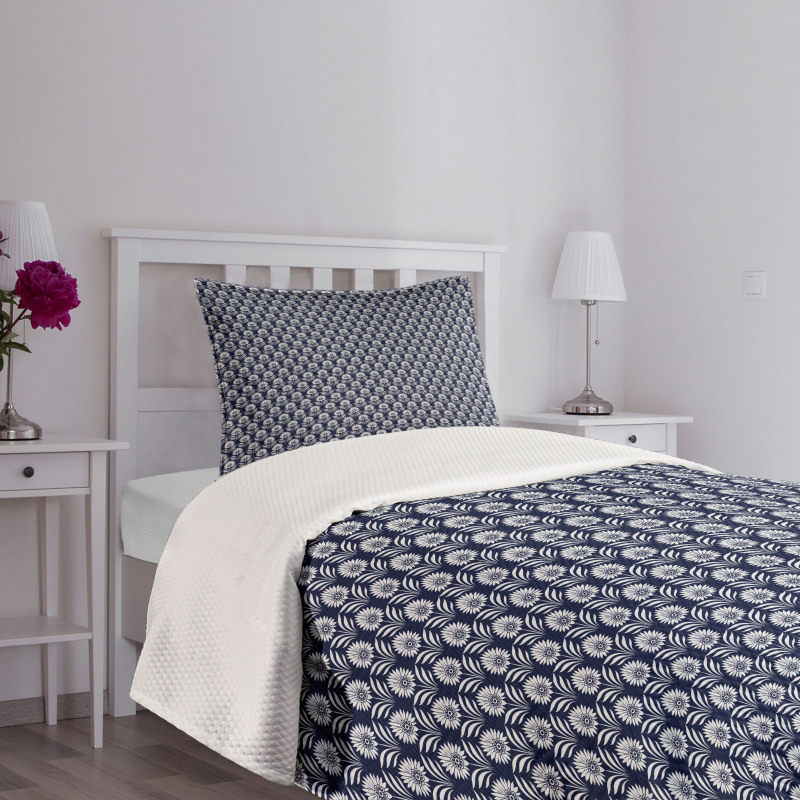 Folkloric Floral Monochrome Bedspread Set