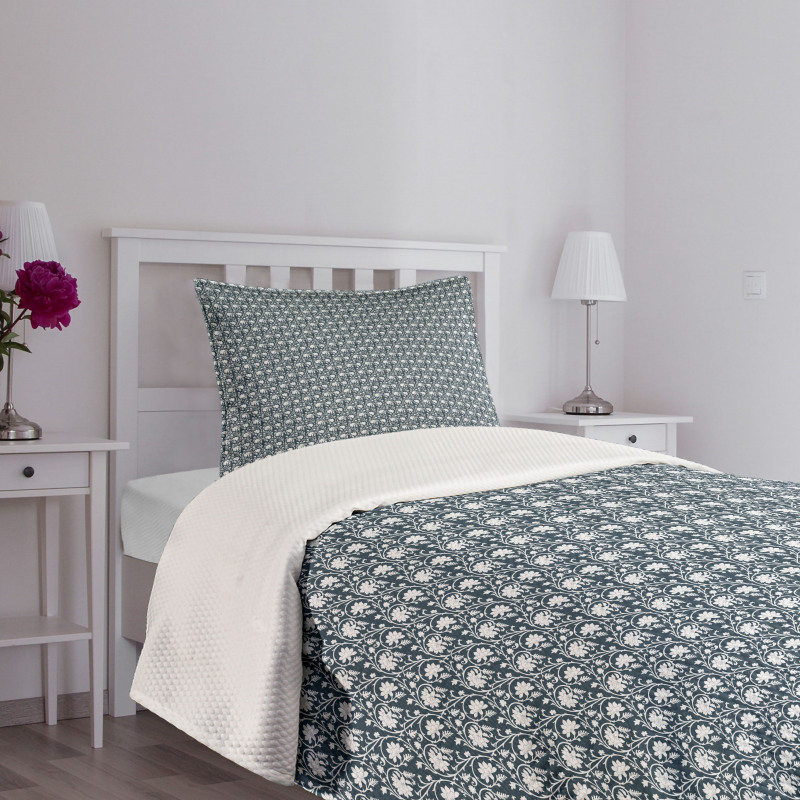 Heart Swirl Floral Branches Bedspread Set