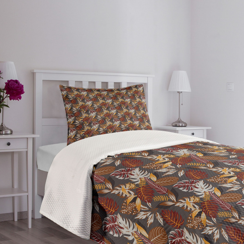 Tropic Leaves in Earth Tones Bedspread Set