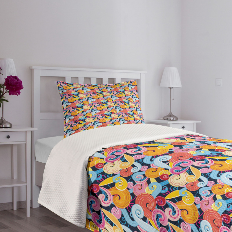 Vivid Spiral Funny Curls Bedspread Set