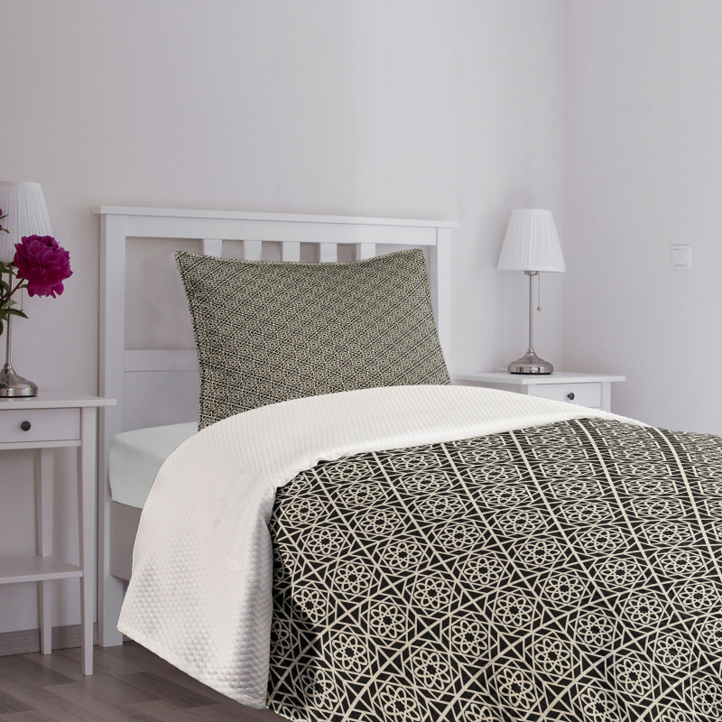 Repeating Floral Geometric Bedspread Set